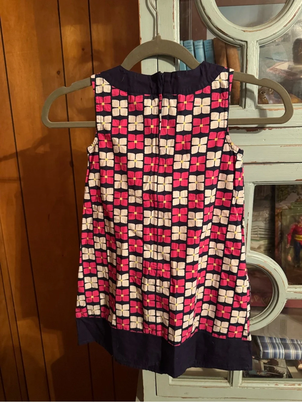 Gymboree Navy, Pink, and White Geometric Sleeveless Dress